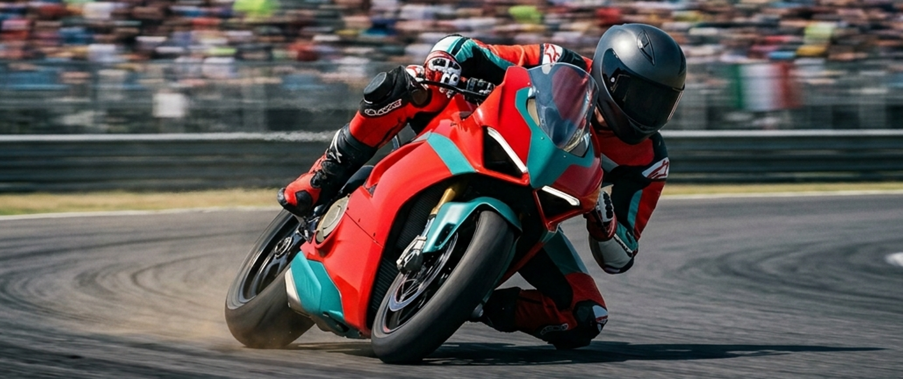 Roadracer i sving paa racerbane