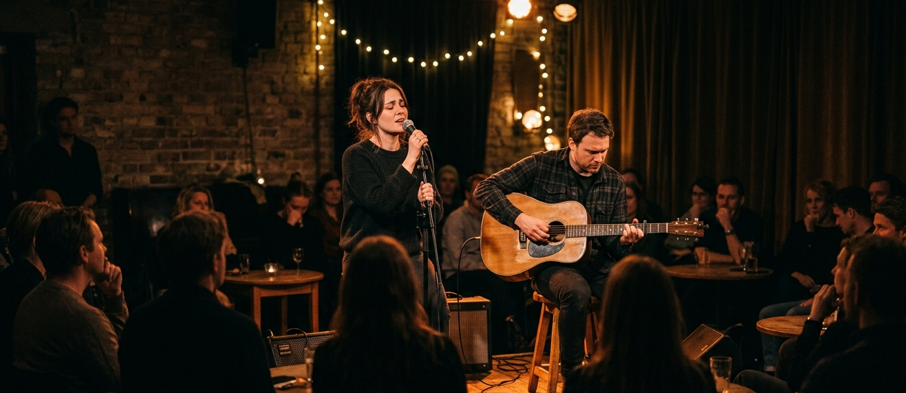 Sanger og guitarist i intim duokoncert på lille spillested